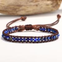 Natural Lapis Lazuli Bracelet, Wax Cord, with Lapis Lazuli, fashion jewelry & for woman, blue cm 