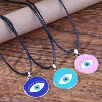 Evil Eye Jewelry Necklace, Zinc Alloy, with Wax Cord, Flat Round, gold color plated, Unisex & enamel Approx 44 cm 