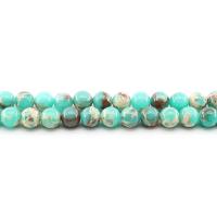 Eindruck Jaspis Perlen, Impression Jaspis, rund, poliert, DIY & verschiedene Größen vorhanden, blau, Länge:ca. 38 cm, verkauft von Strang[