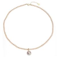 Collier de perles d'eau douce naturelles, perle d'eau douce cultivée, avec 3.5cm chaînes de rallonge, Rond, Vintage & pour femme, blanc Environ 39 cm, Vendu par PC