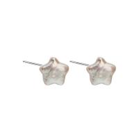 Freshwater Pearl Stud Earring, Star, for woman, white 