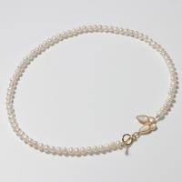 Freshwater Pearl Brass Necklace, with Pearl Shell & Brass, Butterfly, gold color plated, for woman, white, 5-6mm Approx 42 cm 