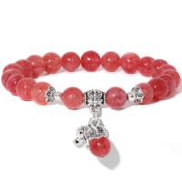Gemstone Bracelets, with Zinc Alloy, Elephant, silver color plated & Unisex .1 Inch 