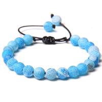 Gemstone Bracelets, Effloresce Agate, with Polyester Cord & Aquamarine & Synthetic Turquoise, Round, handmade, Unisex & adjustable  blue .1 Inch 