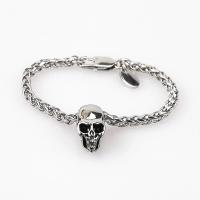 Stainless Steel Charm Bracelet, 304 Stainless Steel, Skull, polished, Halloween Design & Unisex, original color .1 Inch 
