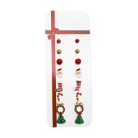 Zinc Alloy Stud Earring Set, plated, 8 pieces & Christmas Design & for woman, mixed colors, 3-16mm 