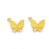 Zinc Alloy Enamel Pendants, Butterfly, gold color plated, DIY 
