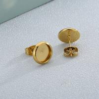 Stainless Steel Earring Stud Component, 304 Stainless Steel, 18K gold plated, DIY & for woman, golden, 10mm 