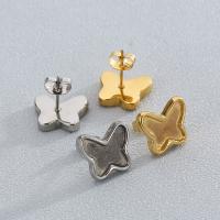 Stainless Steel Earring Stud Component, 304 Stainless Steel, Butterfly, Vacuum Ion Plating, DIY & for woman 10*8mm,14*12mm 