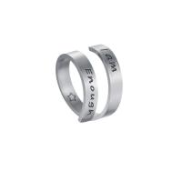Titanium Steel Cuff Finger Ring, Unisex silver color US Ring 