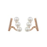 Plastic Pearl Zinc Alloy Earring, with Plastic Pearl, gold color plated, fashion jewelry & for woman, 14mm 