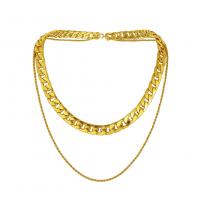 Bijoux de fer prêt à porter de collier , Placage de couleur d'or, Double couche & bijoux de mode & unisexe, doré cm, 48 cm, Vendu par PC