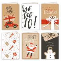 ペーパー クリスマスカード, 長方形, 印刷, クリスマスジュ エリー & さまざまなパターンの選択, 無色 6パソコン/セット, 売り手 セット