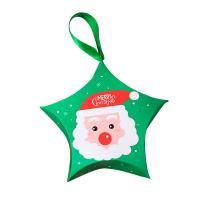Papier Weihnachts-Geschenkbox, Stern, Drucken, Weihnachtsschmuck & verschiedene Muster für Wahl, keine, 75x75x75mm, 10PCs/setzen, verkauft von setzen