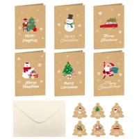 Рождественская открытка, бумага-крафгобёртка, Прямоугольная форма, Печати, Рождественские украшения  6ПК/указан, продается указан