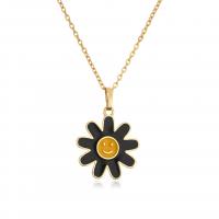 Ожерелье ручной латунные, Латунь, Форма цветка, плакирован золотом, Женский & эмаль, Много цветов для выбора длина:Приблизительно 17.7 дюймовый, продается PC