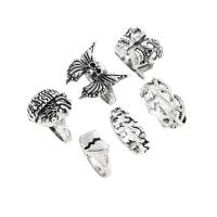 Zinc Alloy Ring Set, silver color plated, 6 pieces & Unisex & blacken, US Ring .5-10.5 
