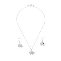 Rhinestone Zinc Alloy Jewelry Set, earring & necklace, plated, 2 pieces & for woman & with rhinestone Approx 16 Inch 
