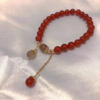 Red Agate Bracelets, with Rutilated Quartz, Round, Korean style & for woman, 6mm Approx 6.5 Inch 