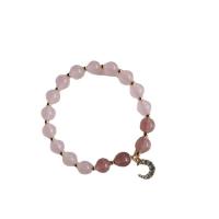 Bracelets quartz, quartz rose, avec Strawberry Quartz & alliage de zinc, lune, Placage de couleur d'or, Style coréen & pour femme & avec strass, 8mm Environ 6.5 pouce, Vendu par PC