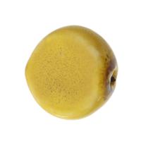 Краеглазка фарфоровый бисер, фарфор, Плоская круглая форма, DIY, желтый отверстие:Приблизительно 2mm, продается PC