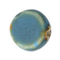 Gesprenkelte Porzellan Perlen, flache Runde, DIY, blau, 15x15x7mm, Bohrung:ca. 2mm, verkauft von PC
