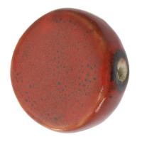 Gesprenkelte Porzellan Perlen, flache Runde, DIY, rot, 23x23x9mm, Bohrung:ca. 2mm, verkauft von PC