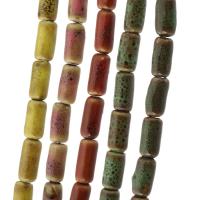 Gesprenkelte Porzellan Perlen, Zylinder, DIY, keine, 17x8x8mm, Länge:ca. 14.5 ZollInch, 22PCs/Strang, verkauft von Strang