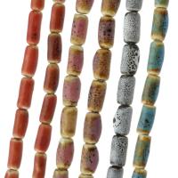 Gesprenkelte Porzellan Perlen, Rechteck, DIY, keine, 10x5x5mm, Länge:ca. 13.5 ZollInch, 33PCs/Strang, verkauft von Strang