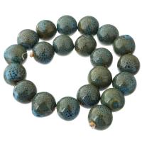 Gesprenkelte Porzellan Perlen, rund, DIY, grün, 17x18x18mm, Länge:ca. 14 ZollInch, 21PCs/Strang, verkauft von Strang