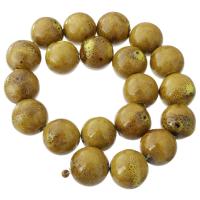 Gesprenkelte Porzellan Perlen, rund, DIY, gelb, 20x21x21mm, Länge:ca. 15.5 ZollInch, 20PCs/Strang, verkauft von Strang