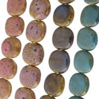 Gesprenkelte Porzellan Perlen, flache Runde, DIY, keine, 27x30x9mm, Länge:ca. 13 ZollInch, 12PCs/Strang, verkauft von Strang