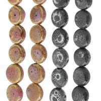 Gesprenkelte Porzellan Perlen, flache Runde, DIY, keine, 18x19x9mm, Länge:ca. 15 ZollInch, 21PCs/Strang, verkauft von Strang