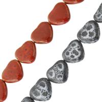 Gesprenkelte Porzellan Perlen, Herz, DIY, keine, 28x26x10mm, Länge:ca. 14.5 ZollInch, 13PCs/Strang, verkauft von Strang