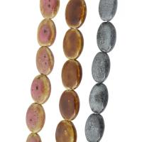 Gesprenkelte Porzellan Perlen, flache Runde, DIY, keine, 20x16x6mm, Länge:ca. 15.5 ZollInch, 20PCs/Strang, verkauft von Strang