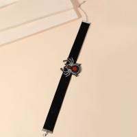 Collier de vetement, Velour, avec tissu, avec 10cm chaînes de rallonge, araignée, bijoux de mode & pour femme, noire cm, Vendu par PC