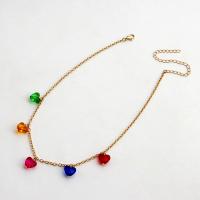 Resin Zinc Alloy Necklace, with Resin, with 10cm extender chain, Heart, gold color plated, fashion jewelry & for woman, multi-colored, 10mm cm 