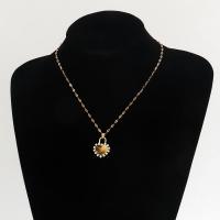Resin Zinc Alloy Necklace, with Resin, with 5cm extender chain, gold color plated, fashion jewelry & for woman & with rhinestone 25mm cm 