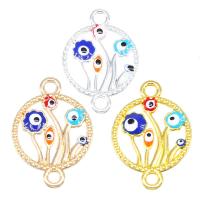 Enamel Zinc Alloy Connector, Round, plated, Unisex & evil eye pattern & 1/1 loop & hollow Approx 
