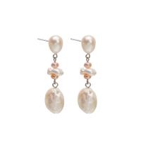 Süßwasser Perle Tropfen Ohrring, Natürliche kultivierte Süßwasserperlen, für Frau, weiß, 10.5x43mm, verkauft von Paar