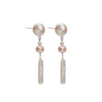 Süßwasser Perle Tropfen Ohrring, Natürliche kultivierte Süßwasserperlen, für Frau, weiß, 11.4x56mm, verkauft von Paar