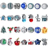 European Christmas Beads, Zinc Alloy, plated, Christmas Design & DIY & enamel & with rhinestone 10-15mm 