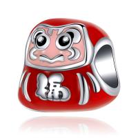 Zinc Alloy European Beads, silver color plated, DIY & enamel, red, 10-15mm 