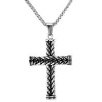 Zinc Alloy Necklace, with 304 Stainless Steel Chain, Cross, silver color plated, for man, silver color .62 Inch 