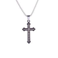 Rhinestone Zinc Alloy Necklace, with 304 Stainless Steel Chain, Cross, plated, Unisex & with rhinestone .56 Inch 