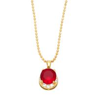 Brass Cubic Zirconia Necklace, Round, 18K gold plated, micro pave cubic zirconia & for woman .9 Inch 
