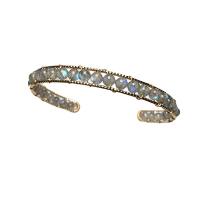 pierre gemme bracelet manchette, avec laiton, Placage de couleur d'or, différents matériaux pour le choix & pour femme, Vendu par PC