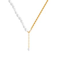 Freshwater Pearl Brass Necklace, with Freshwater Pearl, with 3.15inch extender chain, gold color plated, fashion jewelry & for woman, golden Approx 16.54 Inch 
