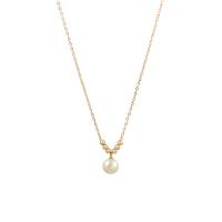 Natural Freshwater Pearl Necklace, Titanium Steel, with Freshwater Pearl, with 2.36inch extender chain, fashion jewelry & for woman, golden, 7mm Approx 16.15 Inch 