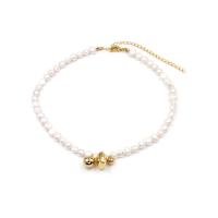 Freshwater Pearl Brass Necklace, with Brass, with 1.97inch extender chain, fashion jewelry & for woman Approx 13.39 Inch 